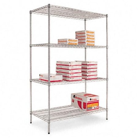 FINE-LINE Industrial Wire Shelving Starter Kit  4 Shelves  48w x 24d x 72h  Silver FI193465